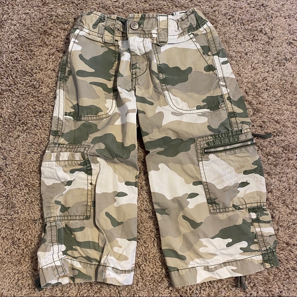 Gap Factory shorts camo green brown skimmer pants adjustable waist girls size 6